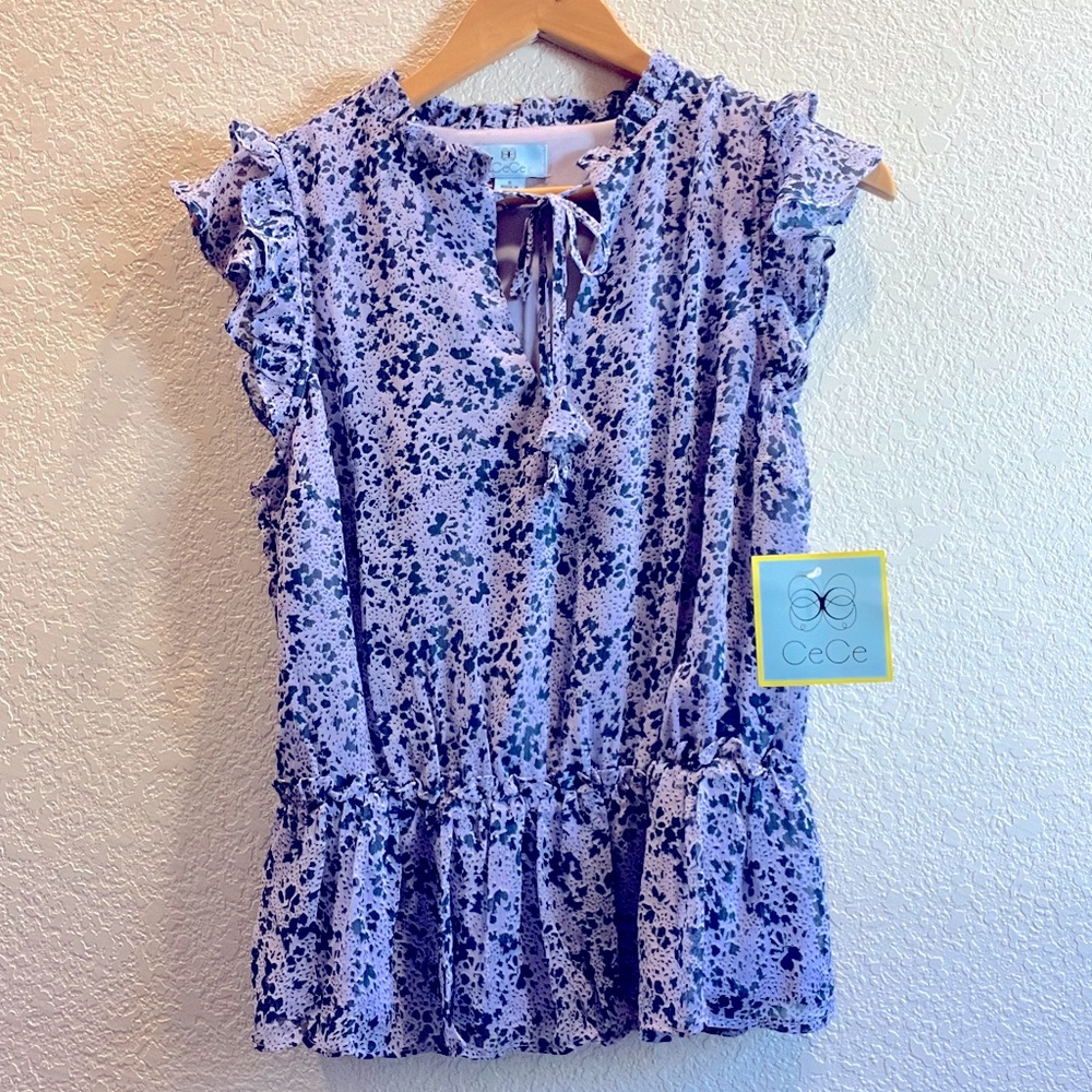 Lined flutter sleeve lilac blouse - CeCe NWOT